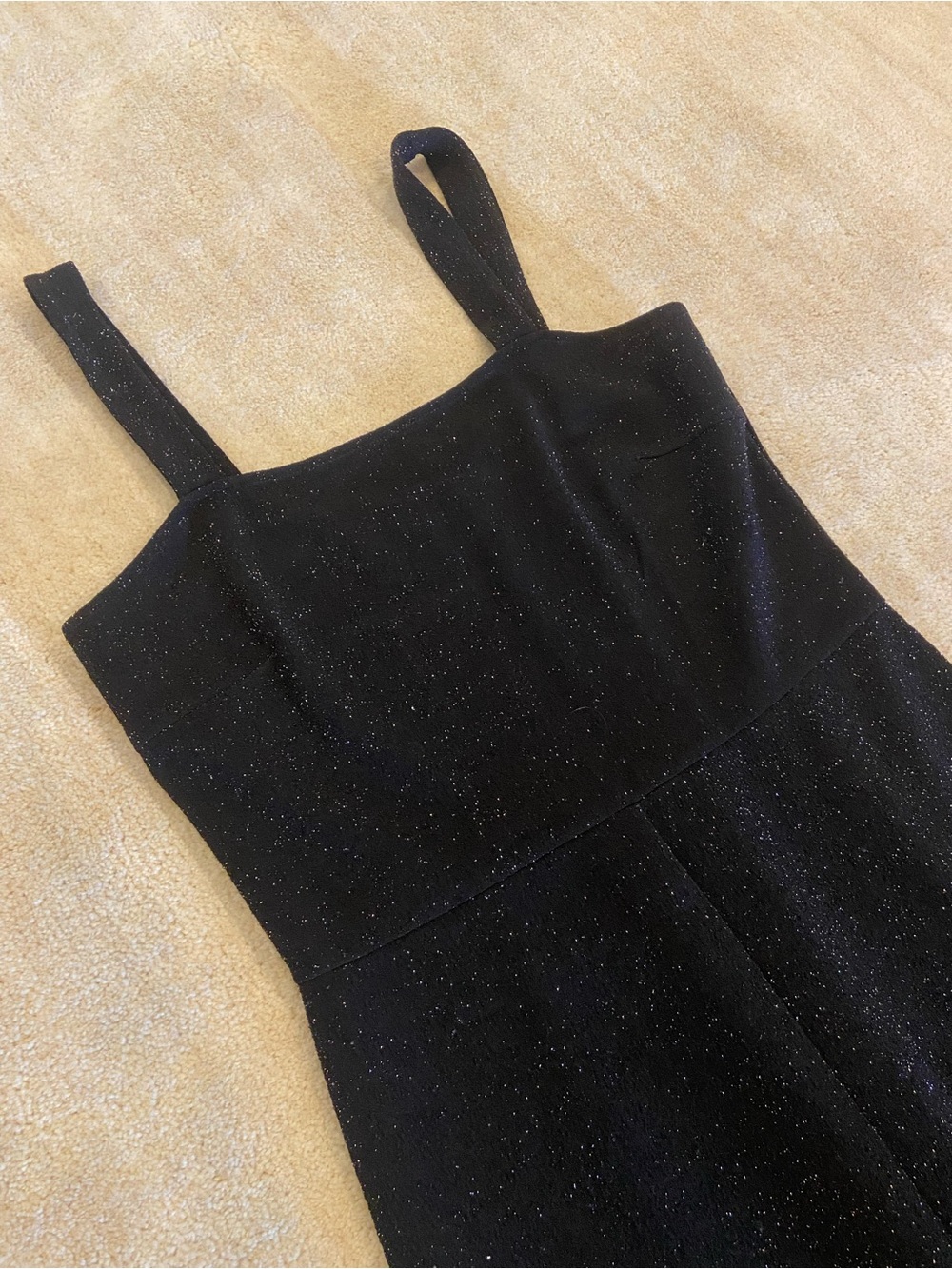 Sanctuary Black and Gold Sparkle Square-Neck Jumpsuit